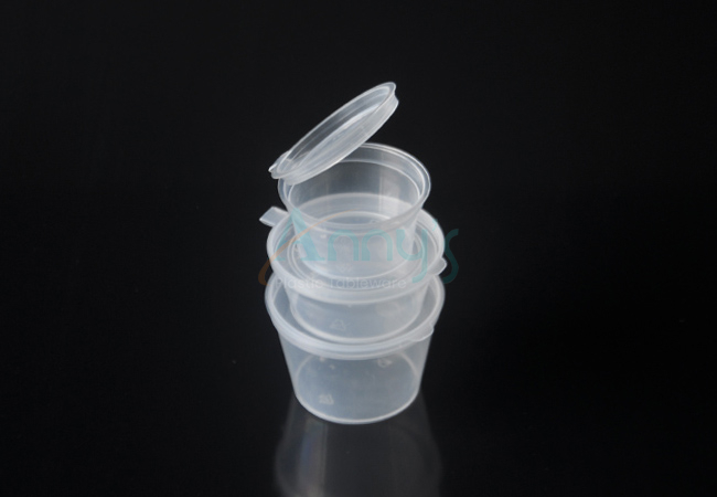 Plastic 1oz Sauce Container with Hinged Lids SC1 25ml