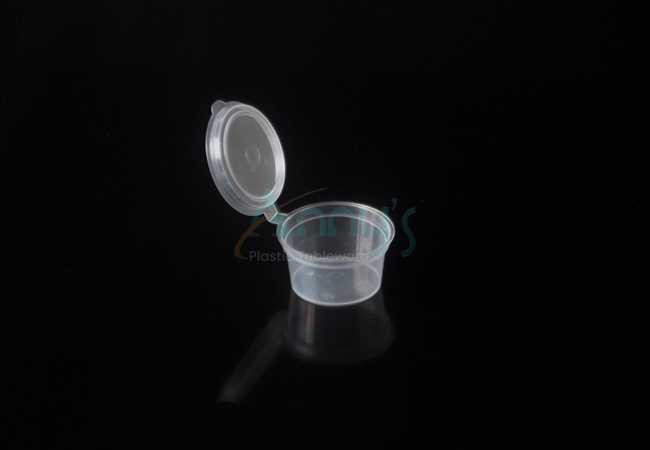 Disposable Square Sauce Cups With Hinged Lid